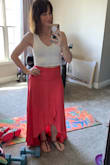 I purchased this skirt in two colors, along with Lulu's crop tops. Let me tell you: these are by far my new favorite outfits for the summer. The skirts are a tad long on me, but I expected that. Still wore one to a parade and another out on date night - both times wearing sandals - and I didn't trip on them. Easy to steam the wrinkles from packing. Just so light and comfortable! - Amanda H.