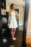 This dress is an amazing steal! Get it and love it. Fits amazing, ideal material thickness & stretch, length is perfect, the lace back is so pretty! - Allie G.
