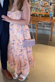 I ordered this dress to wear to a wedding and was very happy with it. I was afraid it would be too long but it was the perfect midi dress. I usually am between a large/medium size but medium fit perfectly for this dress, it is nice the back has some stretch to it! - Grace K.