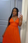 This dress was even prettier in person than online. I did roll the straps for a sexier look but otherwise I loved the fit! I wore it to a summer picnic with extremely high temperatures (95 degrees). It did not show sweat stains due to being lined with a sheer silk like fabric. If you're considering this dress, add to cart!!! - Brittany Y.
