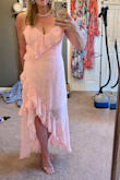 I bought this dress for a baby shower and it was just perfect. I sewed cups into the dress because even a strapless bra showed on the sides. Worked like a charm! Otherwise, the fit was fantastic and it was very comfortable (baby shower was over 2-hours away, and I never felt uncomfortable sitting in the car for over 4 hours in this dress). - Tonya T.