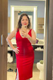 The color of the dress is beautiful. The fit was nice, but a bit lower cut so make sure you wear an appropriate bra. - April M.