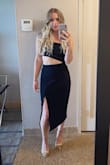 The dress fit so well and was so comfortable to wear! The cut out didn't budge so nothing was ever exposed or feared being exposed. 100% would recommend if you're thinking of it! - Chelsea O.