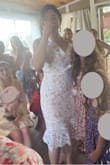 I ordered 14 dresses and rompers from Lulus for my bridal shower and settled on this one. Many of the white dresses show all your imperfections; this dress's nude-with-lace is and the lines are very flattering and don't show bumpy bits!
I'm athletic with a couple extra Covid pounds in the right spots. If I'd had time, I would've taken in the portion from the waistline up about 1/2 inch but it was fine as is. The chest portion didn't do anything amazing for my small boobs but it wasn't unflattering. It would be perfect for a solid 36C/34D.
It fit my hips and thighs perfectly (my thighs are a little wider than my hips and it fit them in with zero room to spare). The dress has no stretch, so sitting down was a mild challenge because of the tightness of the leg portion, but as long as you're not trying to walk anywhere quickly or sit down suddenly you'll be totally fine.
I would've expected a slightly cuter zipper. It's just silver metal, not white or hidden or anything. - Alexandra S.