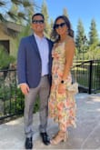 It's not stretchy and has a zipper on the size that feels tight below the chest area. Other than that the dress is really beautiful I got a lot of compliments. - Rose A.