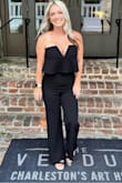 Love this jumpsuit! I did have it hemmed as I'm 5'4 but I knew that prior to purchasing. Def recommend it if you want to feel sexy and classy. I got size M. - Lacey L.