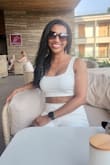 I searched for an all-white two-piece set for a few weeks to take with me to Mexico and found this one! Loved it!!! After reading the reviews I went with a Medium. I'm about a 4/6 now so I dozed it up. It was a tad on the looser side but a small would've probably been too snug. Also, I have long legs and still needed to wear my wedges for the pants not to touch the ground, so definitely plan accordingly. But I received so many compliments! And I didn't get it dirty after dinner and drinks so I was so happy! Can't wait to wear it again. The material is very well made. Thick. NOT see through. Highly suggest! - Sheena W.