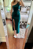 This dress is a win! It fit me much better than I expected. I am small up top and have some curves and it worked for both because there is some stretch to the material.  The slit is a little higher than I would normally go but it just adds to the dress. The length is perfect with a pair of heels and I am 5'5 ( heels from Lulus as well). Colour is just like the photos and the quality of the material is great. I can't wait to wear it to a wedding this summer! - Lindsay C.