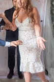 Our wedding reception was postponed so we had a small ceremony and I wore this dress (originally intended for after party dress). I added a sparkly belt and this dress was more than I expected it to be. Even without the belt I felt Great in this dress. SO comfortable and made very well, the lace is beautiful! - Danielle C.