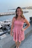 I wore the stress for my honeymoon in Italy! It's perfect and it wasn't too tight. I love the bow in the back as it adds an extra detail to it! - Christy N.