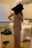 I love this dress! Its really soft and comfy. Not as tight fitted as some other dresses ive tried with similar fabric. Its a liiiiiittle tight where the cutout is but its manageable. My oney qualm is that the slit doesnt look very straight, kinda flares out but loving this! - Samantha A.