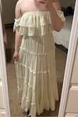 This dress is extremely see through. Just be prepared to put a nude slip underneath if you don't want to be exposed. Material is good quality it's just see through. - Autumn C.
