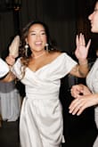 I love this dress, it's so classy, can't wait to wear it again! I wore this as my second dress and it photographs so well. There's a lot of padding so I didn't need a bra. There are elastics on the shoulders, I didn't need to pull my dress up for the rest of the night. - Michelle T.