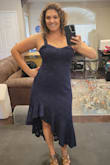 The dress is gorgeous and I'll definitely be wearing it to a friend's wedding. The ruffles are a little less pronounced and unfortunately it had about 20 loose threads around the hem that I had to cut. The straps are a little long but that's an easy fix. I was worried a L would be too small, but the sizing guide was spot on. - Taylor E.