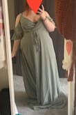 Got this as a bridesmaids dress and the bride loves it!! I am a plus-sized shorty, 5' 2'', so this dress is quite long on me, but everything else is perfect! The inside is lined with a silky fabric, super comfy to wear. With my bust size, I will wear fashion tape as a bra will be seen with the depth of the v-neckline. - Maleia S.