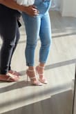 Wore these when I went wedding dress shopping. Wore them all day! I normally wear 6.5 but ordered a 6. I did this because I was nervous about the plastic aspects stretching and it becoming loose. Turns out it was a great plan. They fit just perfectly!! - Nancy C.