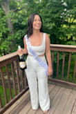 This outfit was so cute and perfect for my bachelorette! I had to hem the pants a bit since they aren't really built for 5'3 girls but the outfit was super comfy the whole night. - Kaitlynn L.