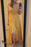 This dress is gorgeous. Great fabric, color, movement- truly beautiful. The weight of the dress is so luxe and rich. I just need more support and there isn't a way for me to properly boob tape for my bust to look good. Mom boobs not having this one. - Casey S.