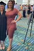 I wore it for my daughter's graduation. I liked the color, the material was soft and comfortable. I wore it with heels and then changed to flats. It looked nice with both.
However, I had to pin the front, because it opened up with just a walk and you can see the built-in slip. - Peggy B.