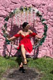 The dress is gorgeous. Everyone comments on it! I got an XS but I could have prob gotten an S. - Beatriz T.