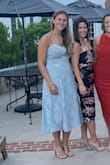 Bought this dress for my best friends rehearsal dinner and it was perfect!! The color is gorgeous and the dress was very comfortable. Great length with a slit that gives more movement without being too revealing. Straps adjusted with the tie which is unique, don't see that too often. I tied in back and felt great all night - Emily H.