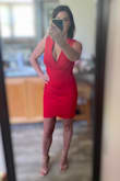 Material is thick and a little forgiving. It does show a lot of cleavage. Fit perfect. - SHAUNA D.