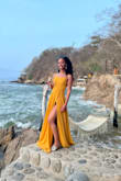 Wore this dress to a wedding in Mexico. Absolutely love the color and fit of this dress. It was a little long since I'm 5'2 and wore flats for the beach wedding but if I were in heels the length would've been fine. Love love this dress! - Tara B.