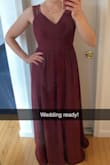 Bought this dress for a formal wedding I had in June and it was perfect! The dress is lightweight, so I was very comfortable. I have a wide rib cage and since I ordered a medium had no problems with getting the dress to close. The only thing I had to adjust were the straps, that were too loose, however, they're more decorative than functional, so definitely not a huge issue. - Gabby S.