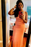 Love the color and the fit! Pockets on both sides are pretty cool. This dress has 2 layers so it's a little warm. Not sure if I would call it a summer dress per se.
It's sexy and snug and feels comfy. If you are conscious of your curves, you can always wear a jacket. - Josephine H.