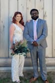 I absolutely loved this outfit for my civil ceremony! It was stunning and it fit perfectly! After reading reviews, I sized down (I'm normally a M) and the Small fit perfectly that I didn't need to alter it! - Courtney W.