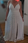 I was looking for a dress to wear for 10-year anniversary photos on Oahu. After trying on six or seven, this dress was my number two.
By now I've learned that Lulus sizing puts me in an extra large even though I wear a large everywhere else.
I was worried this dress would have a lot of side boob based on other review photos and the cut of it. I think that it would have been manageable with a sticky bra.
It was comfortable and fairly flattering. I decided to go with something else because it was a bit too formal for the event and I wanted to be really comfortable and not have to worry about my boobs falling out.
I ordered the extra large and it fit well, I'm usually a 10-12 in dresses. - Emily M.