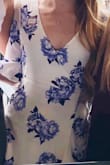Love the way this dress fits! Wrap tie at the waist lets you adjust as loose or tight as you like. Nice and flowy below the waistline. Fabric is lightweight, but not see-through thin. I get so many compliments whenever I wear it! - Charlotte G.