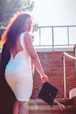 Loved this dress for my graduation. It's a bit see through, I wore fashion tape for my bra, and nude underwear and it worked great. The dress is stretchy. The back has a wire to hold the shape, it's very comfortable. Loved it. - Natalia R.