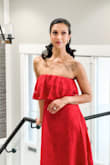 Perfect fit. Hugs the right places with a gorgeous flare. Did not slip even slightly throughout the night. - Candace C.