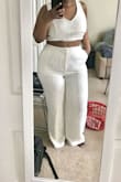 Love these pants (outfit)! Wasn't sure how they would fit on me as I have really thick thighs, but they're great! Fits great at the waist and is perfectly high-waisted. Def recommend it to other plus-size women eyeing this outfit. - Kelly S.