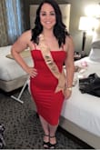 I loved this dress and felt great in it! I ordered the large and an extra-large, I felt that the large was just a tiny bit small and the extra-large was a little too loose. I stuck with the large, it's got stretch so I wasn't uncomfortable. I can't wait to wear it again someday! - Andrea B.