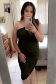 When I tried it on it fit perfectly! Hugged my body in all the right places! Got many compliments on the color and fit! I didn't like how the mesh hung on the bottom of it, but overall it worked out! - Cynthia V.