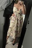 This dress is gorgeous! Nice material, looks like the picture on the website. I was worried the length would be too long but I think it's perfect. I will be wearing it for a wedding this summer! Would not be able to zip up if I went any smaller. - Nicole B.