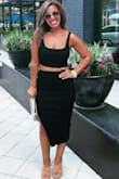 I first bought this in black (medium) and was and still am obsessed with it. It's so sexy and sleek. It has a tighter fit so when I bought the pink, I bought it in large to account for laundry shrinkage. - Chris M.