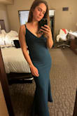 I love the simple elegance of this dress. It's extremely flattering without being too revealing, and looks much more expensive than it was. The thick material hangs nicely and is very forgiving. I'm short so I did have to hem about 4"  from the bottom, but the fit was great otherwise. My only negative was I was not a fan of the adjustable straps. While the function of them is great, they were a little too bulky and visible for me. - Victoria C.