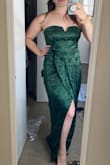I got this dress for a wedding coming up and it's gorgeous! Nice semi-heavy material with some stretch. If I was shorter I'd probably have to have it hemmed, but it'll be fine for me with heels on. I'll be wearing it for a summer wedding, but would probably be more ideal for fall/winter since it's thick. - Kimberly L.