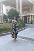 The dress fit perfectly like a glove! It is very beautiful and flowy. I wore it to a wedding, unfortunately it did not make it through the night of dancing. About 2 hours in, the dress split at the seam on my hip. The hole got bigger and bigger as the night progressed. Very embarrassing!! - Adriana R.