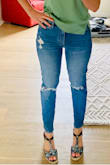 These are sturdy, thick good quality jeans. They stretch out a bit in the hips and bottom while wearing them throughout the day (not so much in the waist) but don't feel like they have any stretch which is good. Good length. I have size 7 and runs true. - Rosalee M.