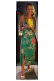 I bought this dress to wear to a summer wedding and it was perfect. Vibrant colors, great fit throughout waist and bust with the adjustable straps. Also loved the slit on the side. I'm usually between a size XS & S and I'm glad I went with the XS size. - Rebecca F.
