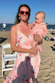 I wore this to my dad's wedding on the beach this past weekend. Super comfortable and flattering, and the slit wasn't too outrageous for a windy day. I will say the color is hard to gauge online - it is pretty baby/pastel pink which isn't my normal choice but actually matched my baby's dress perfectly so we looked cute together. The picture online makes it look paler than it is in real life. - BRETT J.