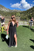 This dress fit great, loved the deep v and the leg slit. I was a bit worried about my boobs coming out, especially when sitting down, and I have a pretty small chest so might not work for big boobs. But anyways, I am glad I got it and felt really sexy in it. Wore it to a wedding. - Steffany B.