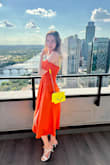 It's a very cute dress in trendy color. It's very light and blows in the wind. - Sophia M.