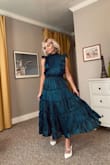 Gorgeous dress! Love the fabric and color! Fits like a dream I feel very glamorous in this dress. - Julie H.