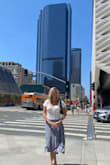 This is a beautiful and fun classic high-low skirt! The blue/white stripe fits todays Coastal Chic Grandma vibes check, feels super girly and fun to stroll and swing about. Love the waistband, flattering to my tummy  and ruffled skirt very forgiving to ones hips. Cute with sandals, flip flops and sneakers. Versatility plus, I wore it dashing around LA city museums, and could totally see this from beach to prairies. Simply adorable and would highly recommend! - Stacie A.