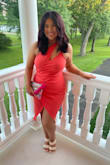 Wore this to a wedding and got so many compliments on this dress! Definitely more of a darker coral color in person. With spanx it was perfect for me - I want to get this in every color now! - Dana G.